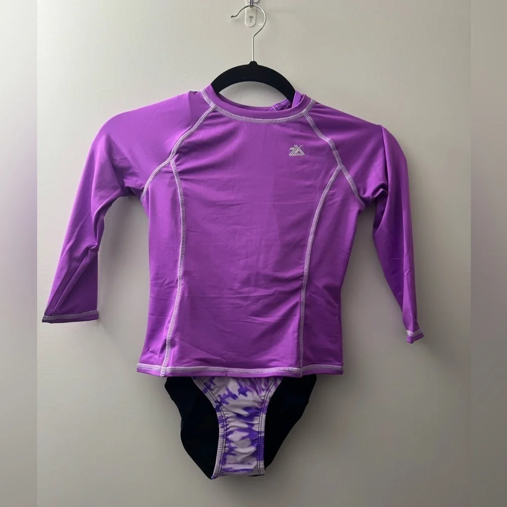Kids Purple Rash Guard & Swim Suit Set